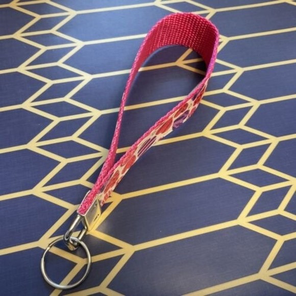 Hearts Theme Key Fob Wristlet Keychain Cane strap handmade - Picture 3 of 3